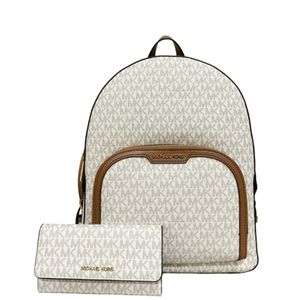 Michael Kors Jaycee Large Backpack Vanilla MK Signature + Trifold Wallet